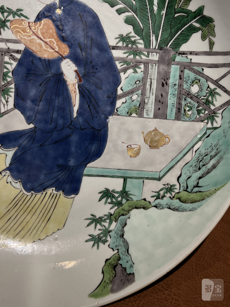 清康熙 五彩仕女人物纹大盘 - 图5